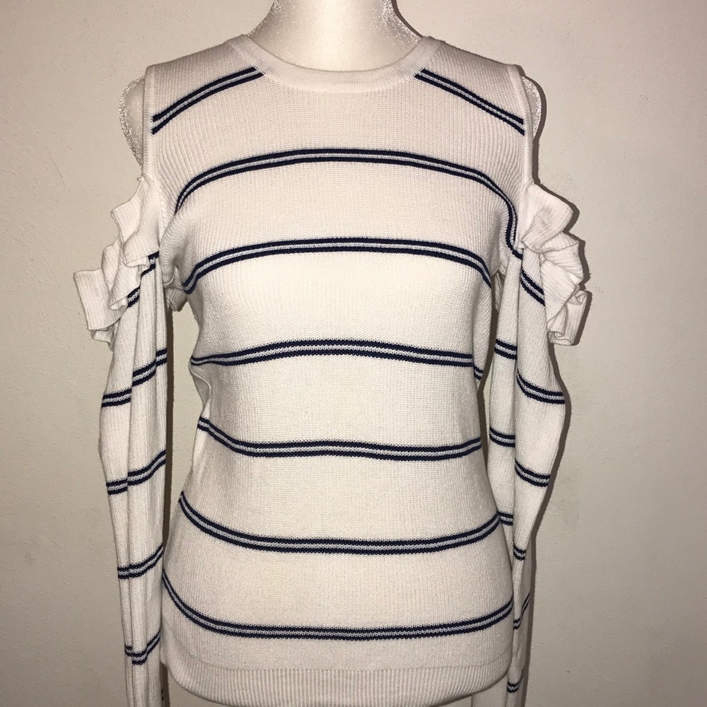 striped off the shoulder sweater
